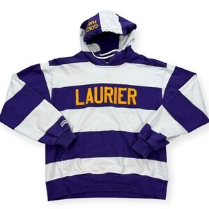Barbarian Hoodie Men's Small Purple White Striped Laurier Golden Hawks Pullover